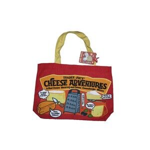 Trader Joe's Bag Tote Canvas Cheese Adventures Shopping Heavy Duty Large NWT
